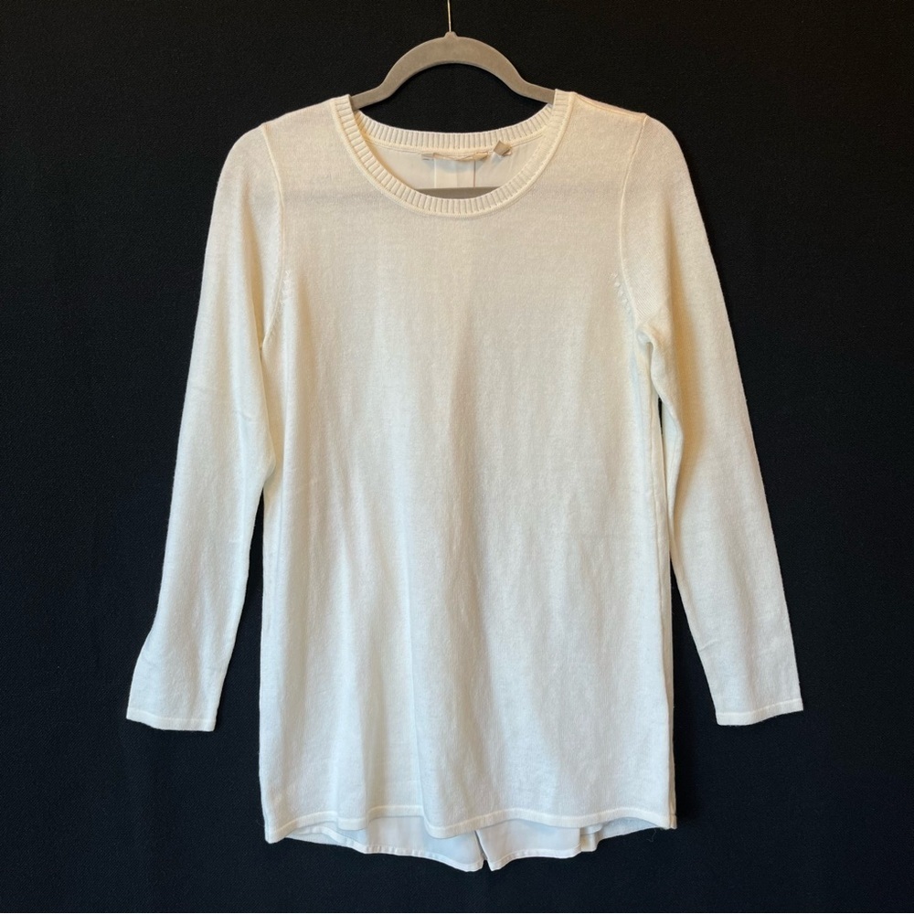 Soft Surroundings Sweater XS Split back Ivory white Wool Alpaca blend Womens